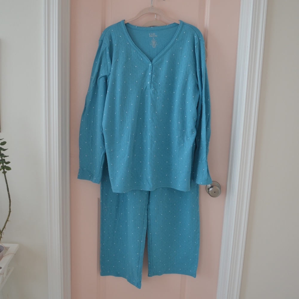 Turquoise Polka Dot Long Sleeve Pajama